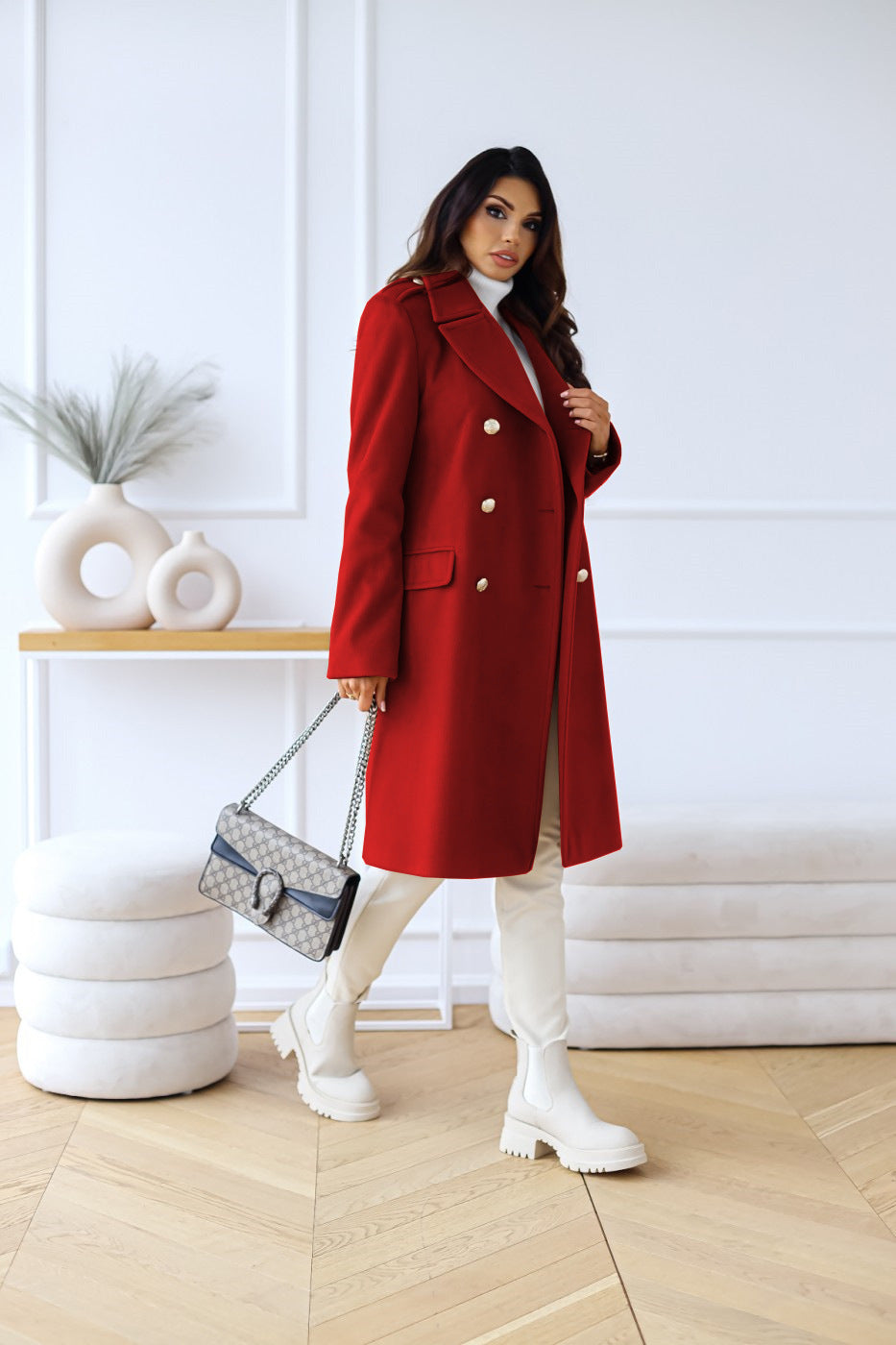 Valenra | Women’s Elegant Double-Breasted Wool Trench Coat