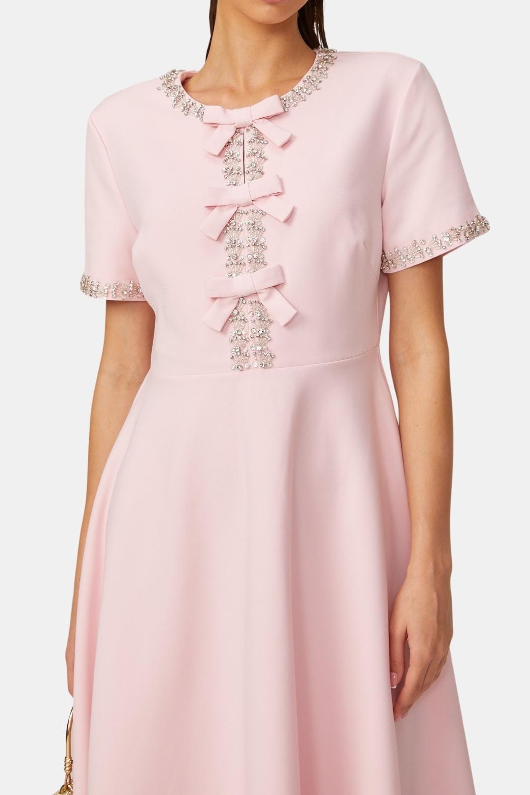 Avelinne | Bowknot Crystal-Embellished Midi Cocktail Dress