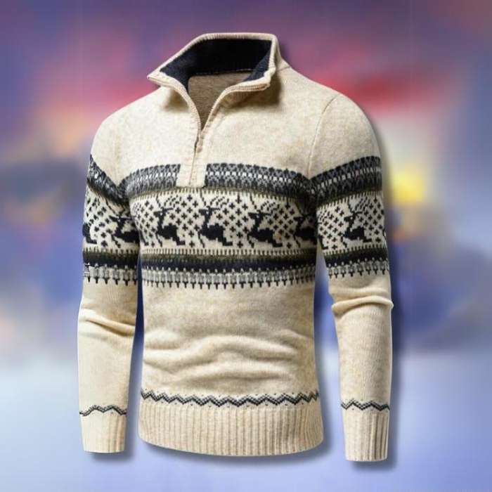 Rowland | Men’s Fair Isle Half-Zip Knit Sweater