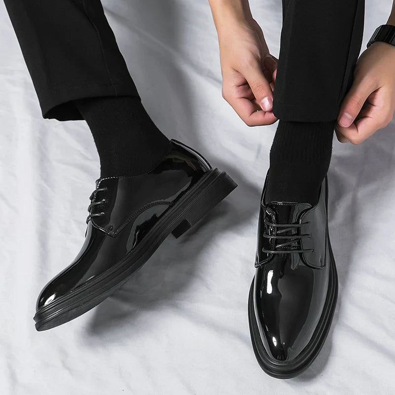 Velmont | Men’s Black Patent Derby Dress Shoes