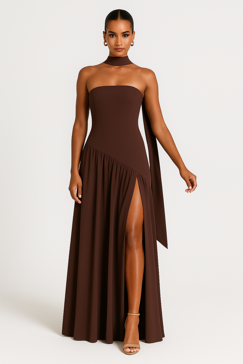 Celestara | Women’s Elegant Strapless Gown with High Slit