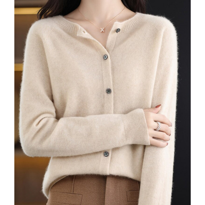 Belisse | Women’s Soft Knit Button Cardigan with Round Neck