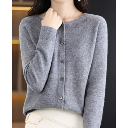 Belisse | Women’s Soft Knit Button Cardigan with Round Neck