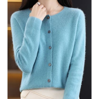Belisse | Women’s Soft Knit Button Cardigan with Round Neck