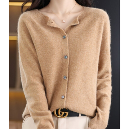Belisse | Women’s Soft Knit Button Cardigan with Round Neck