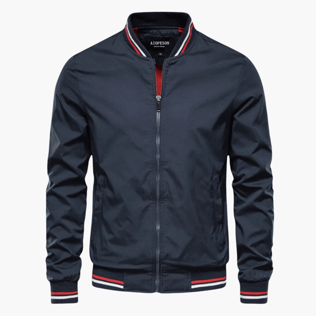 Rivaro | Men’s Zip-Up Bomber Jacket with Ribbed Trim