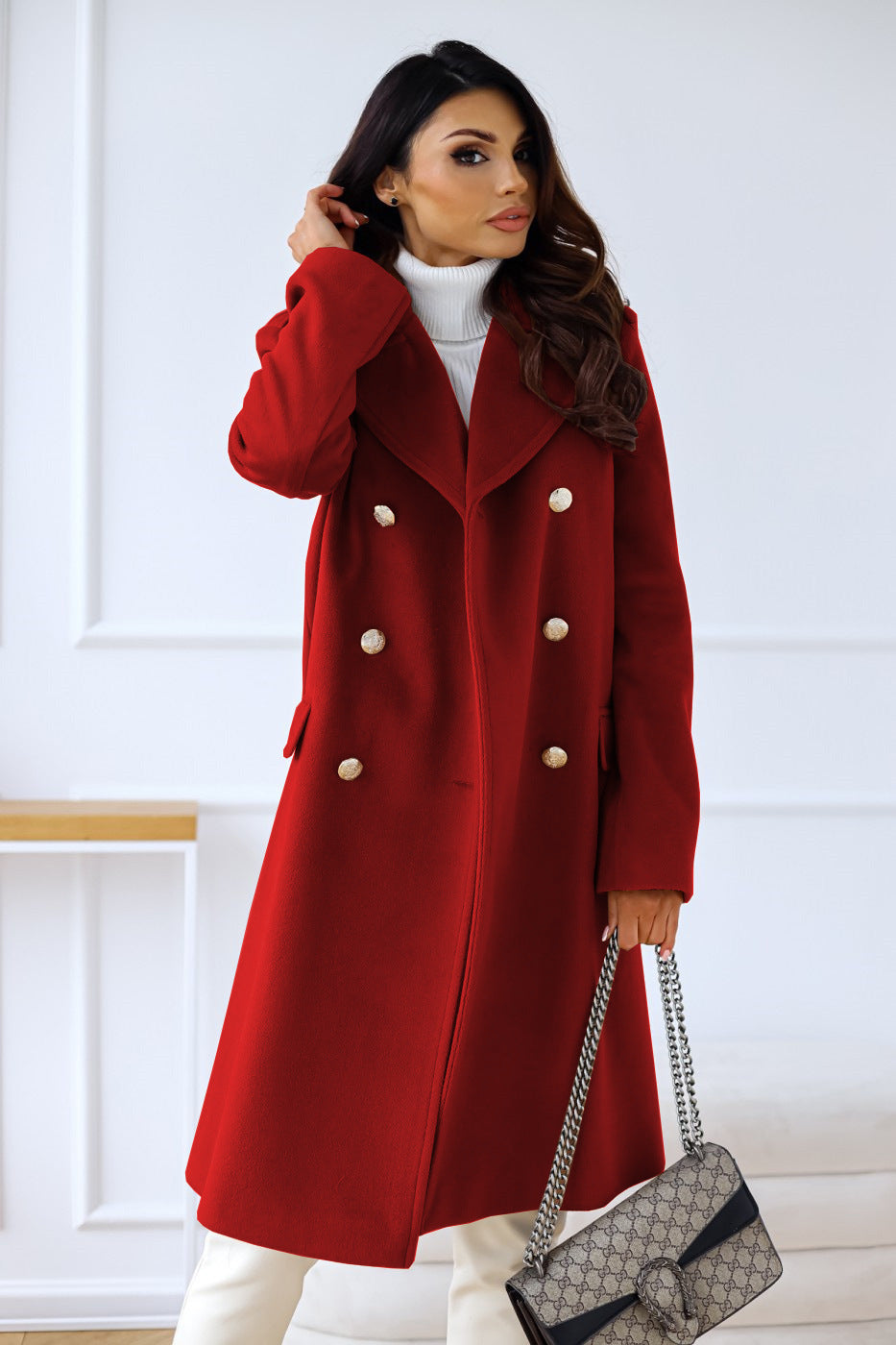 Valenra | Women’s Elegant Double-Breasted Wool Trench Coat