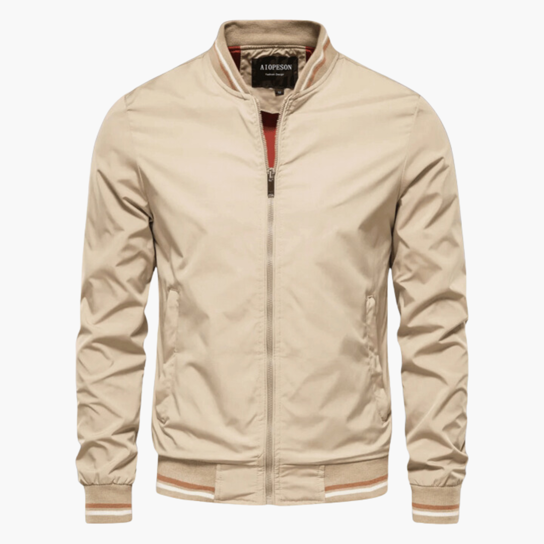 Rivaro | Men’s Zip-Up Bomber Jacket with Ribbed Trim