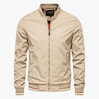 Rivaro | Men’s Zip-Up Bomber Jacket with Ribbed Trim