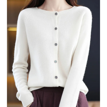 Belisse | Women’s Soft Knit Button Cardigan with Round Neck