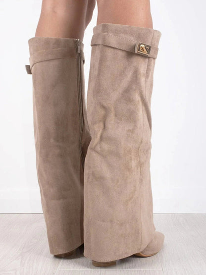 Velmora | Women’s Knee-High Boots with Flared Shaft and Block Heel