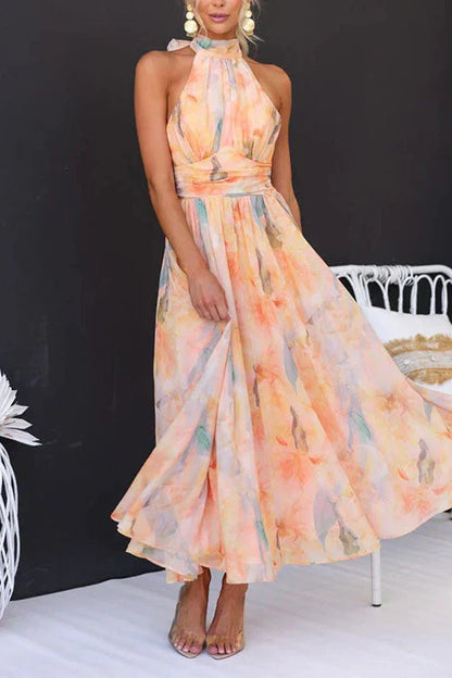 Aquarelle | Women’s Watercolour Halter Maxi Dress