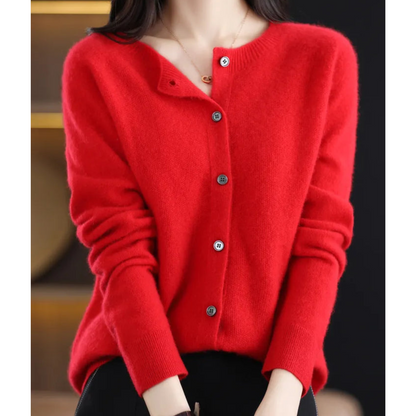 Belisse | Women’s Soft Knit Button Cardigan with Round Neck
