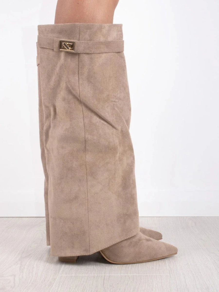 Velmora | Women’s Knee-High Boots with Flared Shaft and Block Heel