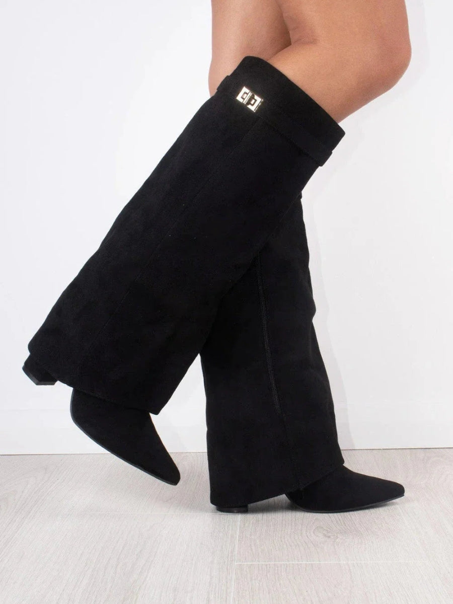 Velmora | Women’s Knee-High Boots with Flared Shaft and Block Heel