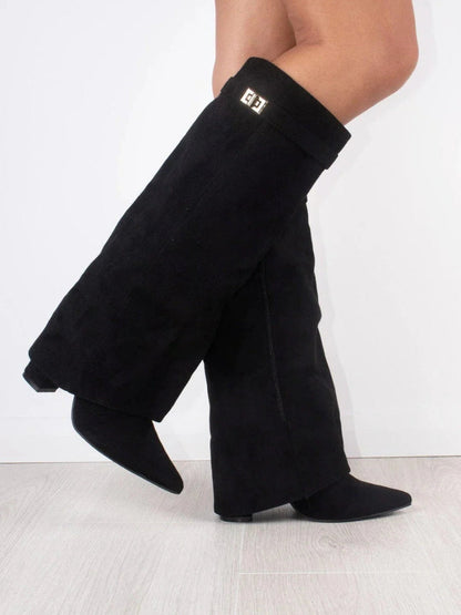 Velmora | Women’s Knee-High Boots with Flared Shaft and Block Heel