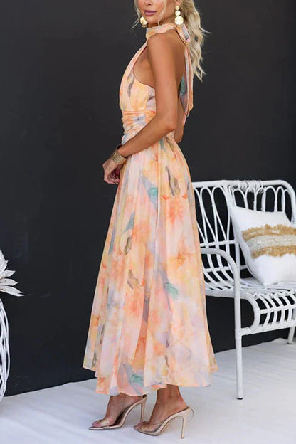 Aquarelle | Women’s Watercolour Halter Maxi Dress