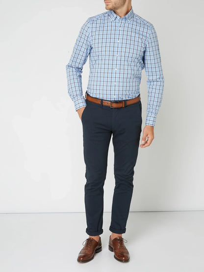 Brexton | Men’s Long-Sleeve Checkered Shirt with Button-Down Collar