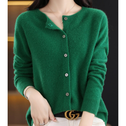 Belisse | Women’s Soft Knit Button Cardigan with Round Neck