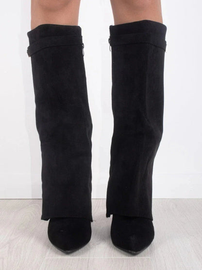 Velmora | Women’s Knee-High Boots with Flared Shaft and Block Heel