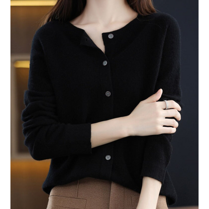 Belisse | Women’s Soft Knit Button Cardigan with Round Neck