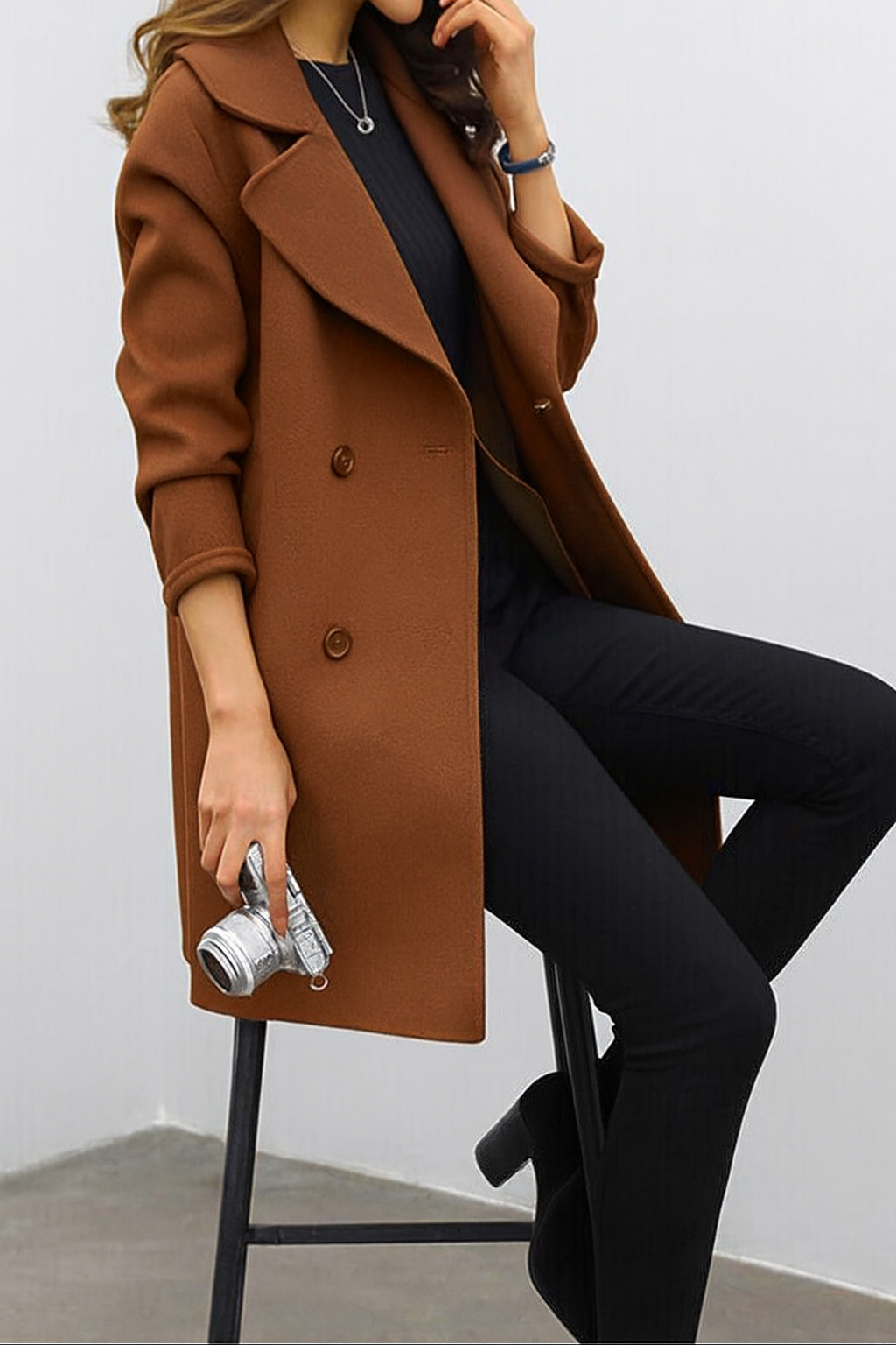 Valerique | Women’s Double-Breasted Tailored Coat