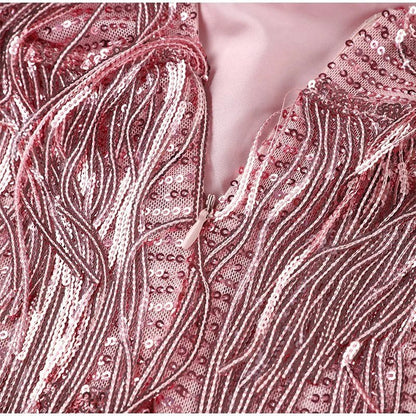 Noctira | Women’s Fringe Mini Dress with Feather Hem