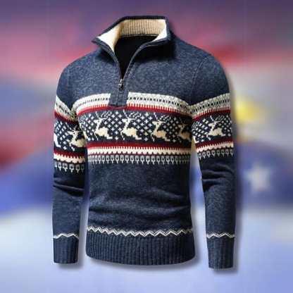 Rowland | Men’s Fair Isle Half-Zip Knit Sweater