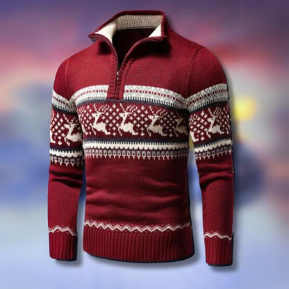 Rowland | Men’s Fair Isle Half-Zip Knit Sweater