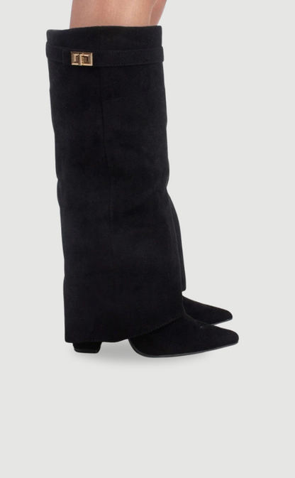Velmora | Women’s Knee-High Boots with Flared Shaft and Block Heel