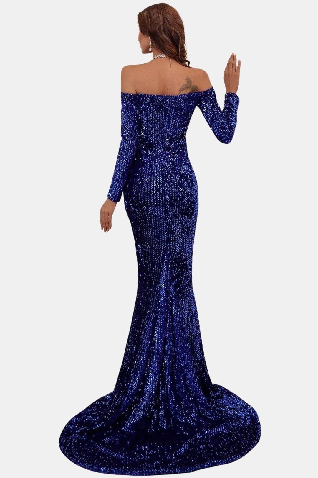 Gabrielle | Off-Shoulder Royal Blue Sequin Mermaid Evening Dress