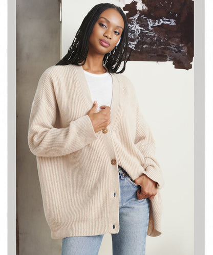 Averin | Women’s Oversized Ribbed Button Cardigan
