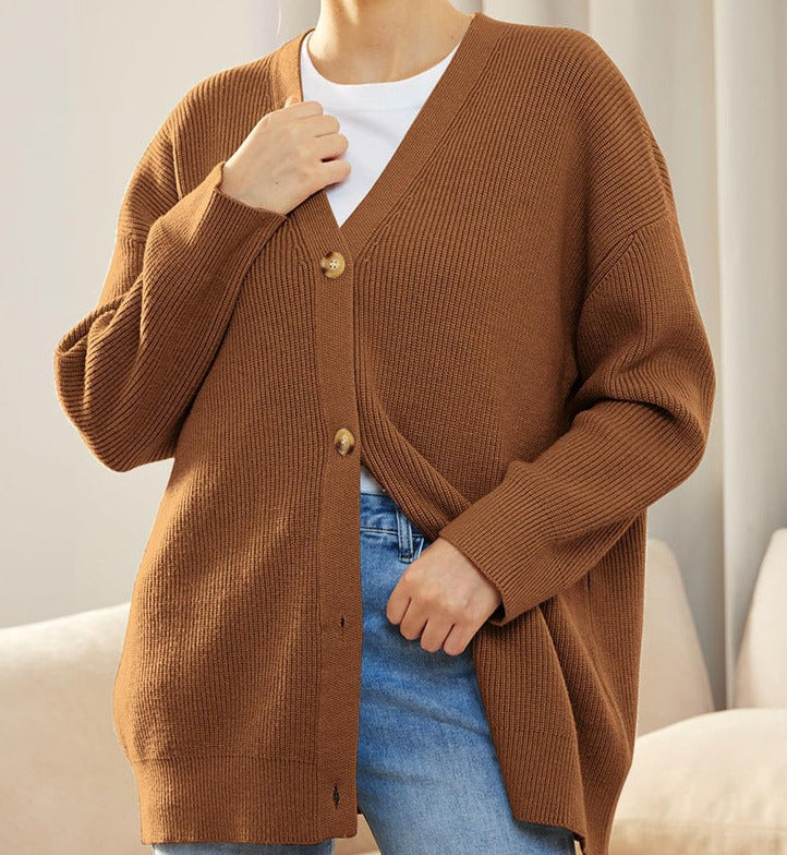 Averin | Women’s Oversized Ribbed Button Cardigan