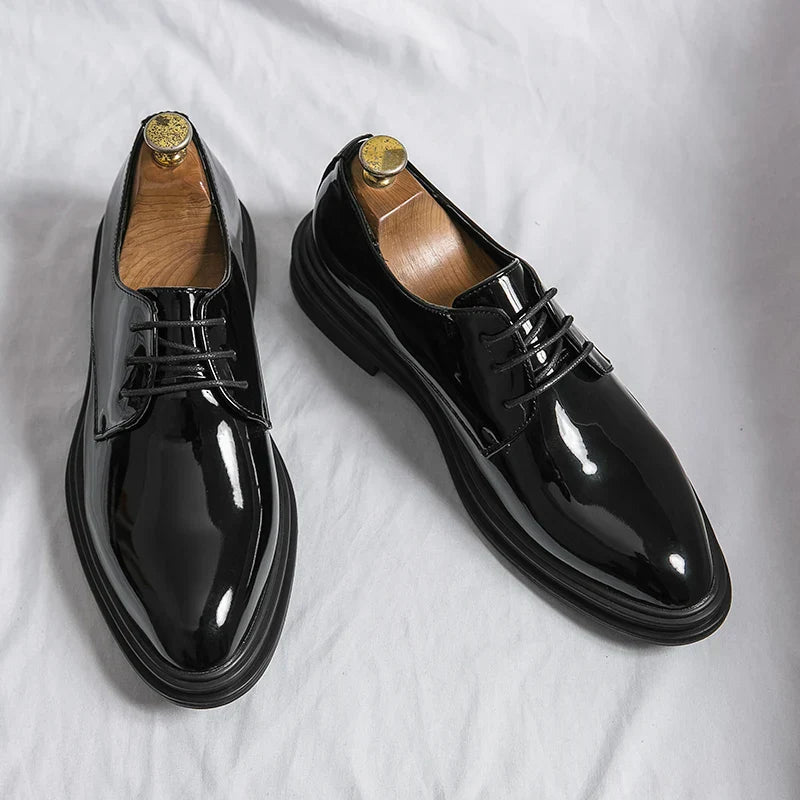 Velmont | Men’s Black Patent Derby Dress Shoes