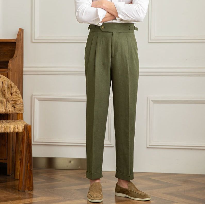 Bellario | Men’s High-Waisted Pleated Trousers with Side Adjusters