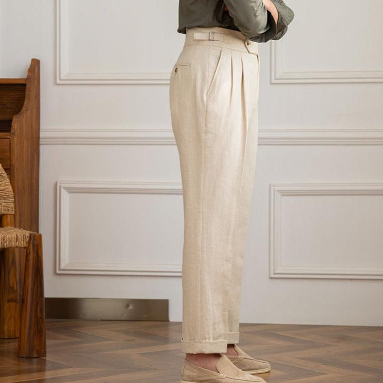 Bellario | Men’s High-Waisted Pleated Trousers with Side Adjusters