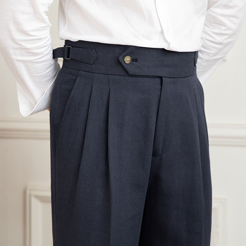 Bellario | Men’s High-Waisted Pleated Trousers with Side Adjusters