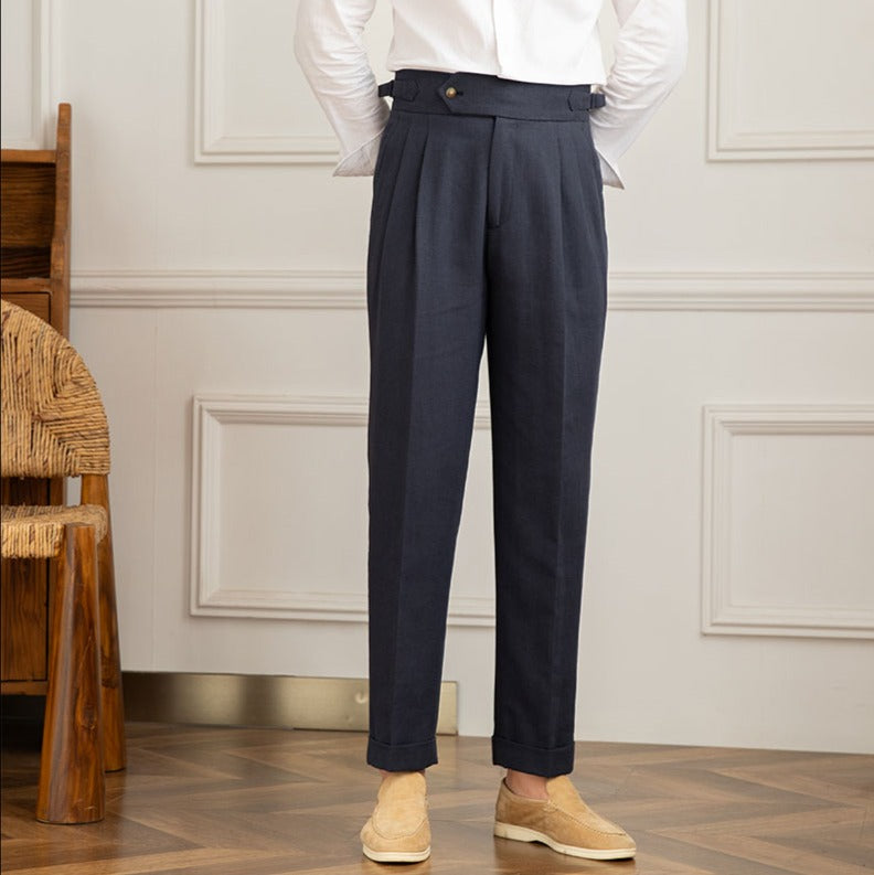 Bellario | Men’s High-Waisted Pleated Trousers with Side Adjusters
