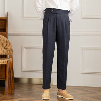 Bellario | Men’s High-Waisted Pleated Trousers with Side Adjusters