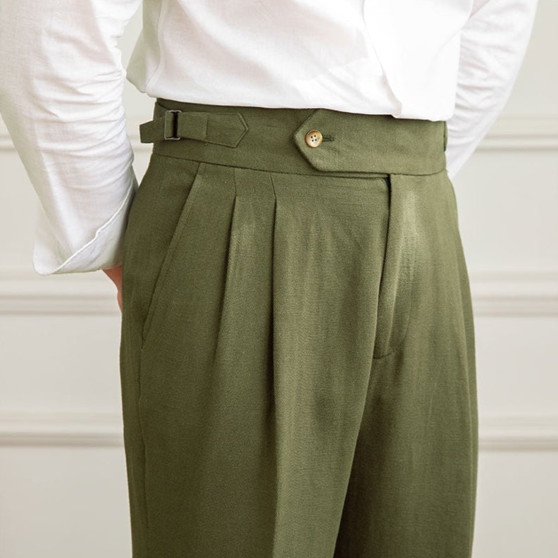 Bellario | Men’s High-Waisted Pleated Trousers with Side Adjusters