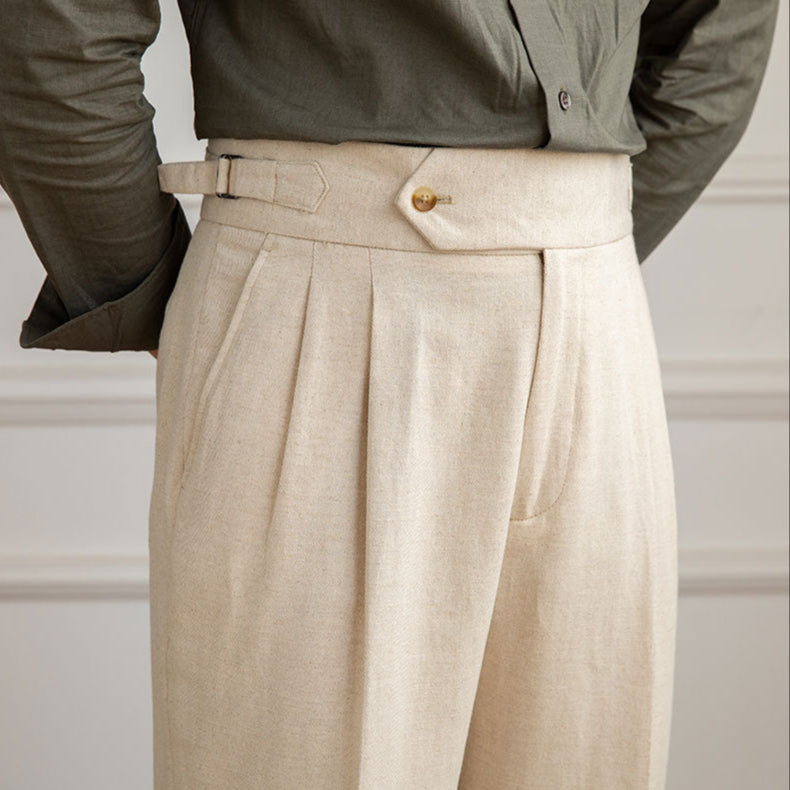 Bellario | Men’s High-Waisted Pleated Trousers with Side Adjusters