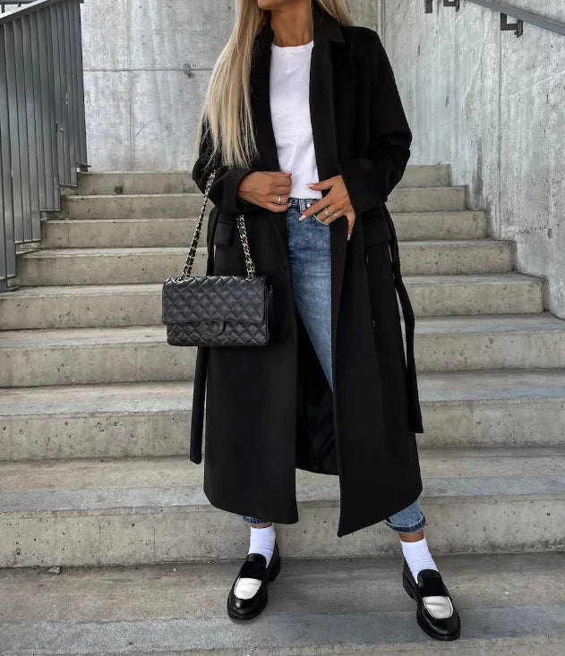 Ismerie | Women’s Double-Breasted Winter Coat with Waist Belt