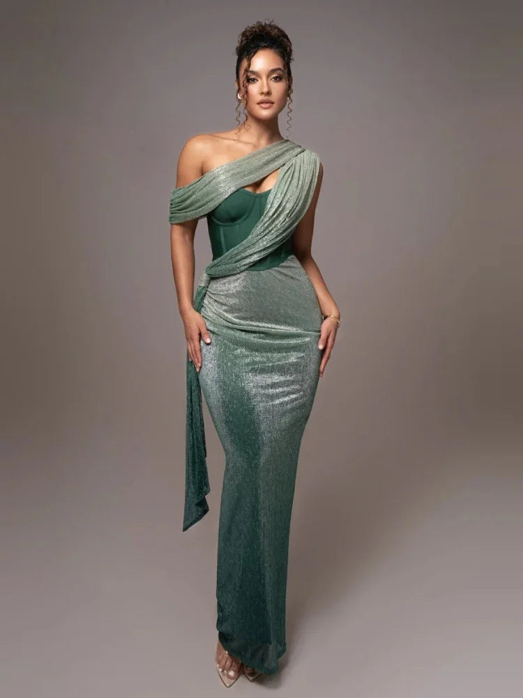 Evadne | Women’s One-Shoulder Luxe Maxi Dress
