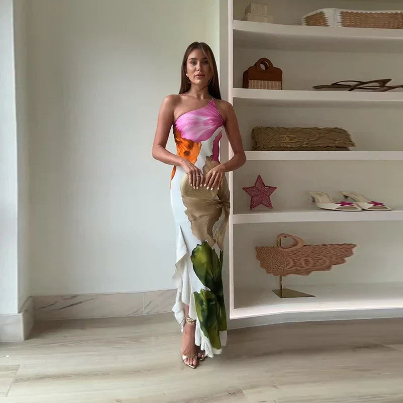 Florentia | Women’s Floral One-Shoulder Maxi Dress