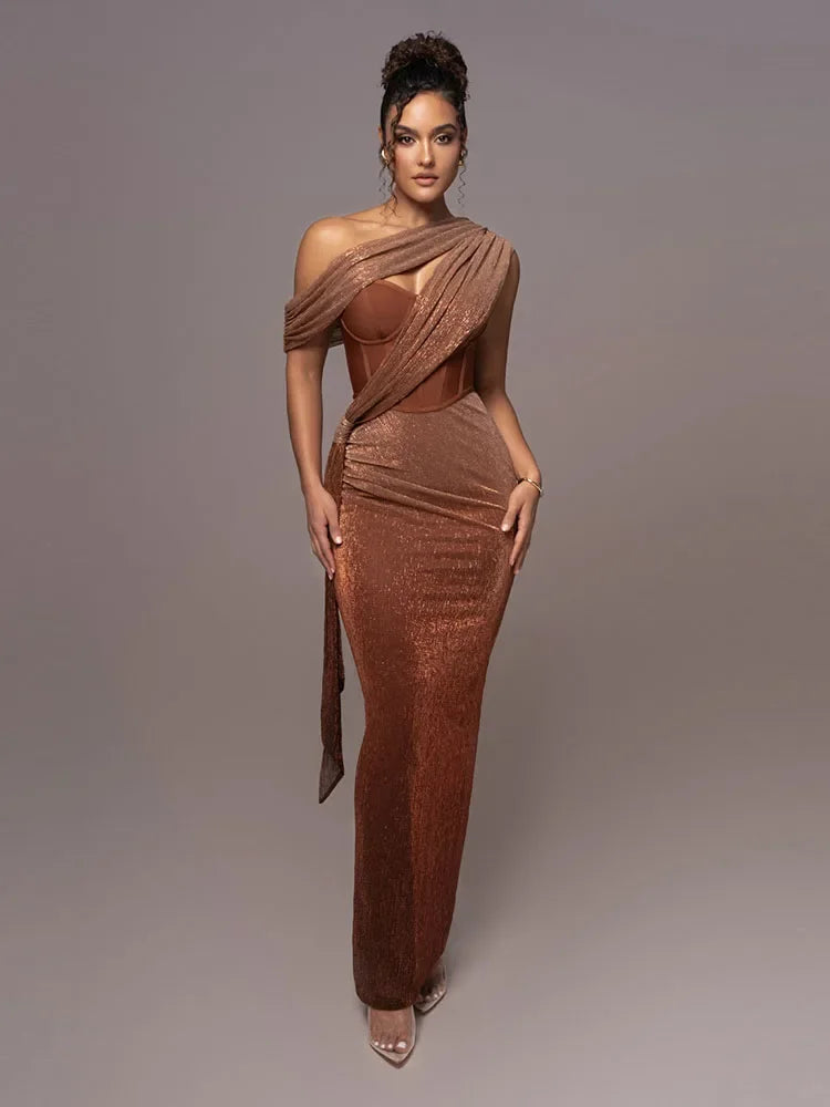 Evadne | Women’s One-Shoulder Luxe Maxi Dress