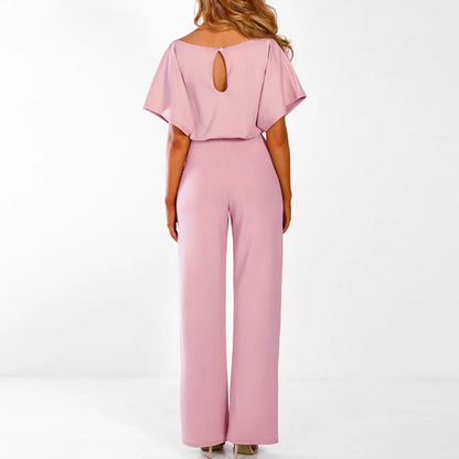 Mireya | Women’s Short-Sleeve Wide-Leg Jumpsuit with Waist Tie