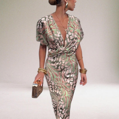 Adessa | Women’s Elegant Twisted V-Neck Maxi Dress