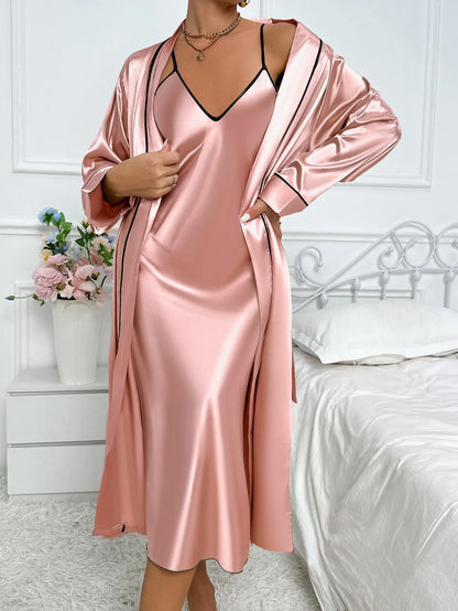 Silvara | Women’s Two-Piece Pyjama Set with Robe and Slip Dress