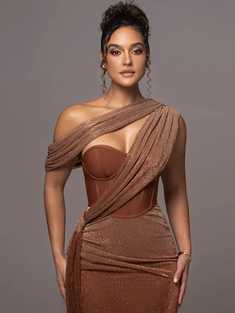 Evadne | Women’s One-Shoulder Luxe Maxi Dress