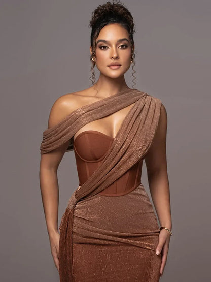 Evadne | Women’s One-Shoulder Luxe Maxi Dress